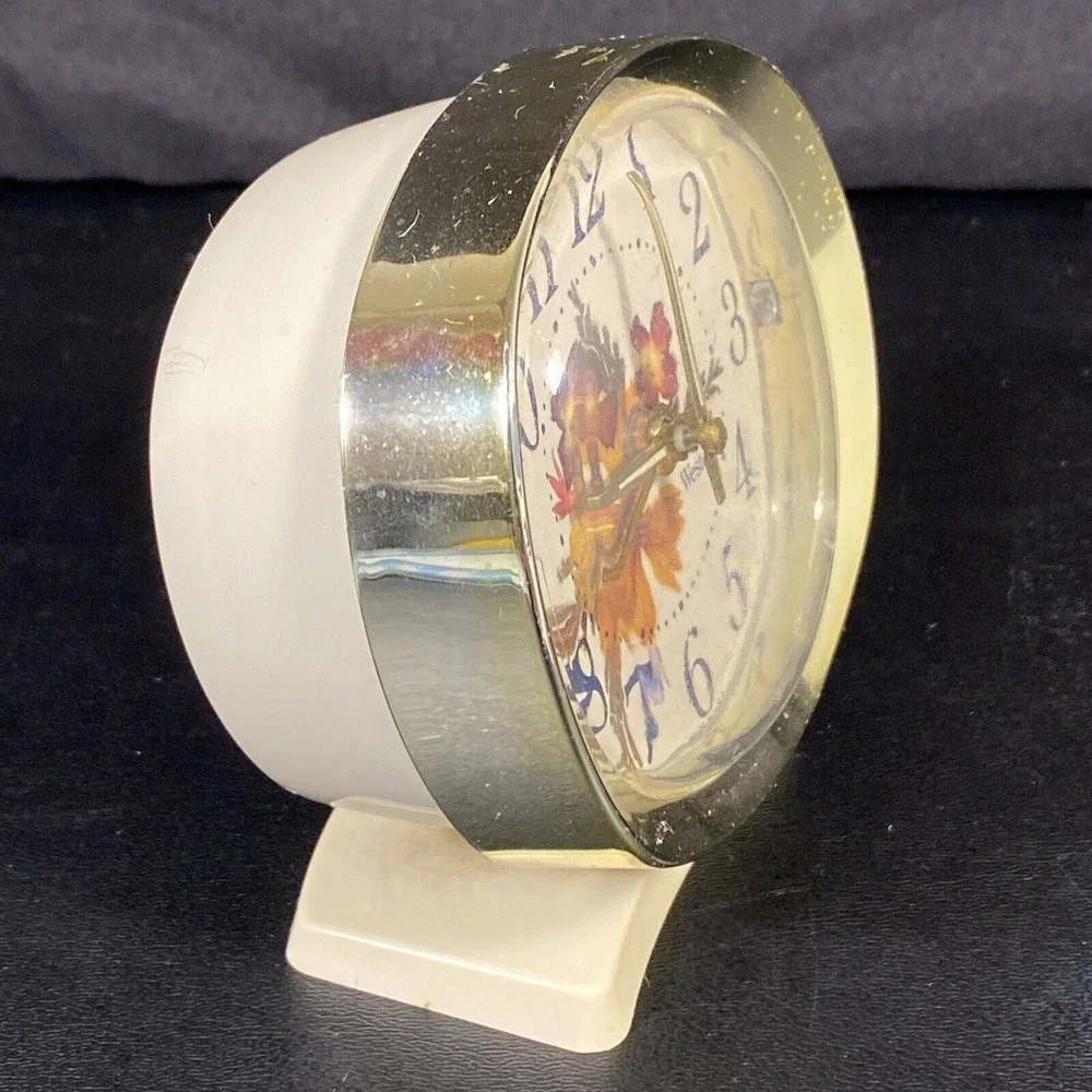 Vintage Westclox Alarm Clock Lady Ben‎ Wind Up Flower Faced 1990 Working